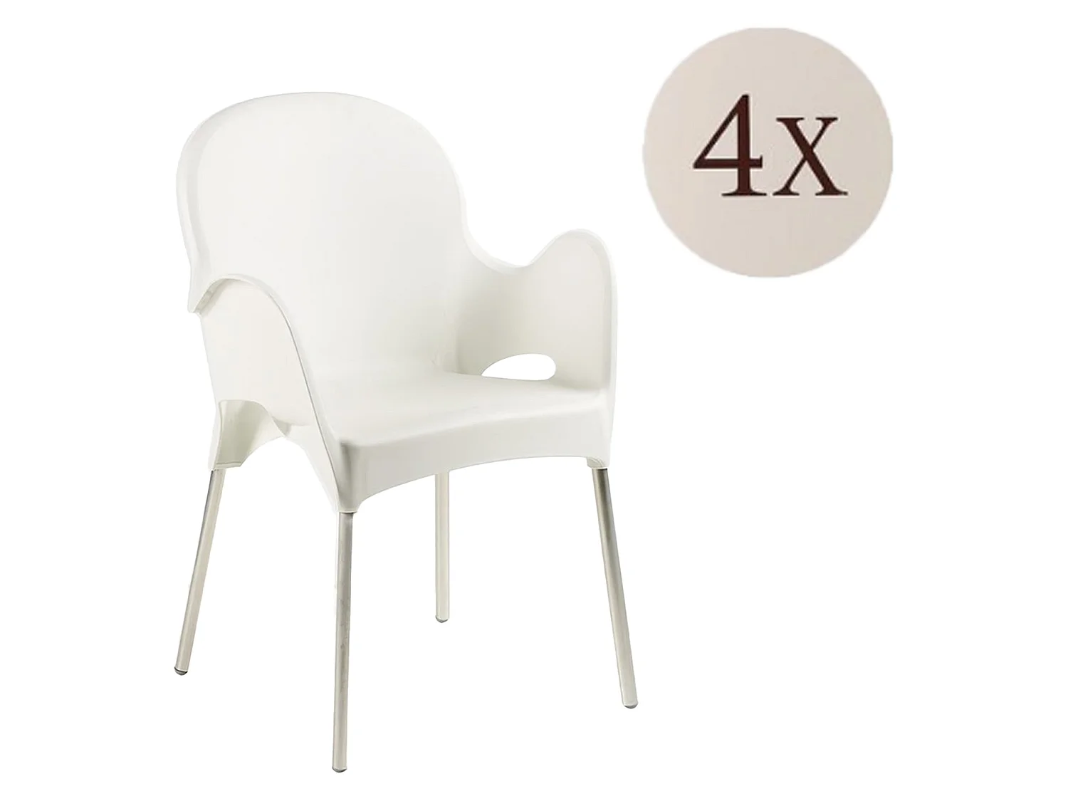 Sedia da Esterno Raimund, 4 Sedie Made in Italy, Bianco, Impilabile, Finitura Liscia