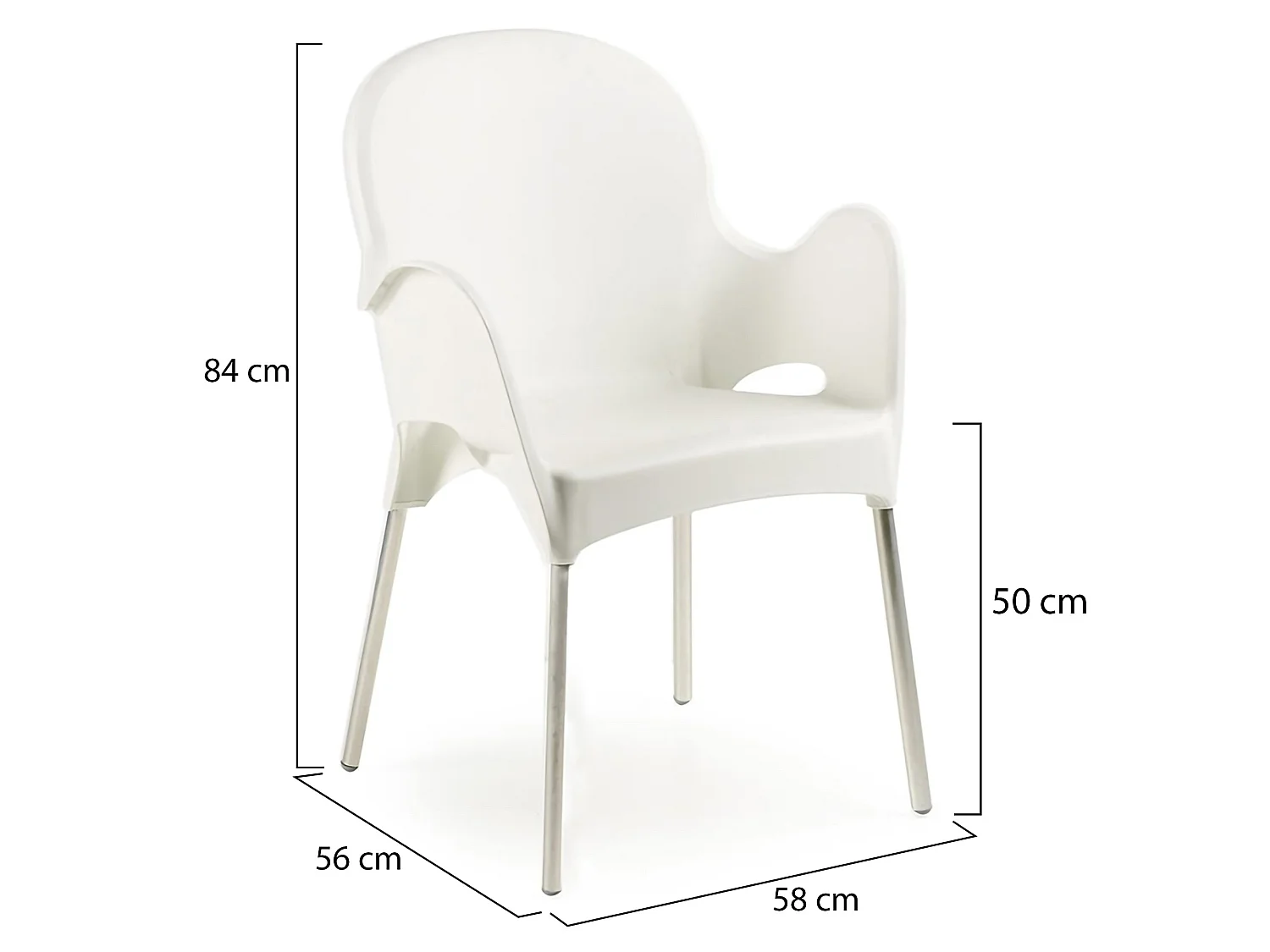 Sedia da Esterno Raimund, 4 Sedie Made in Italy, Bianco, Impilabile, Finitura Liscia