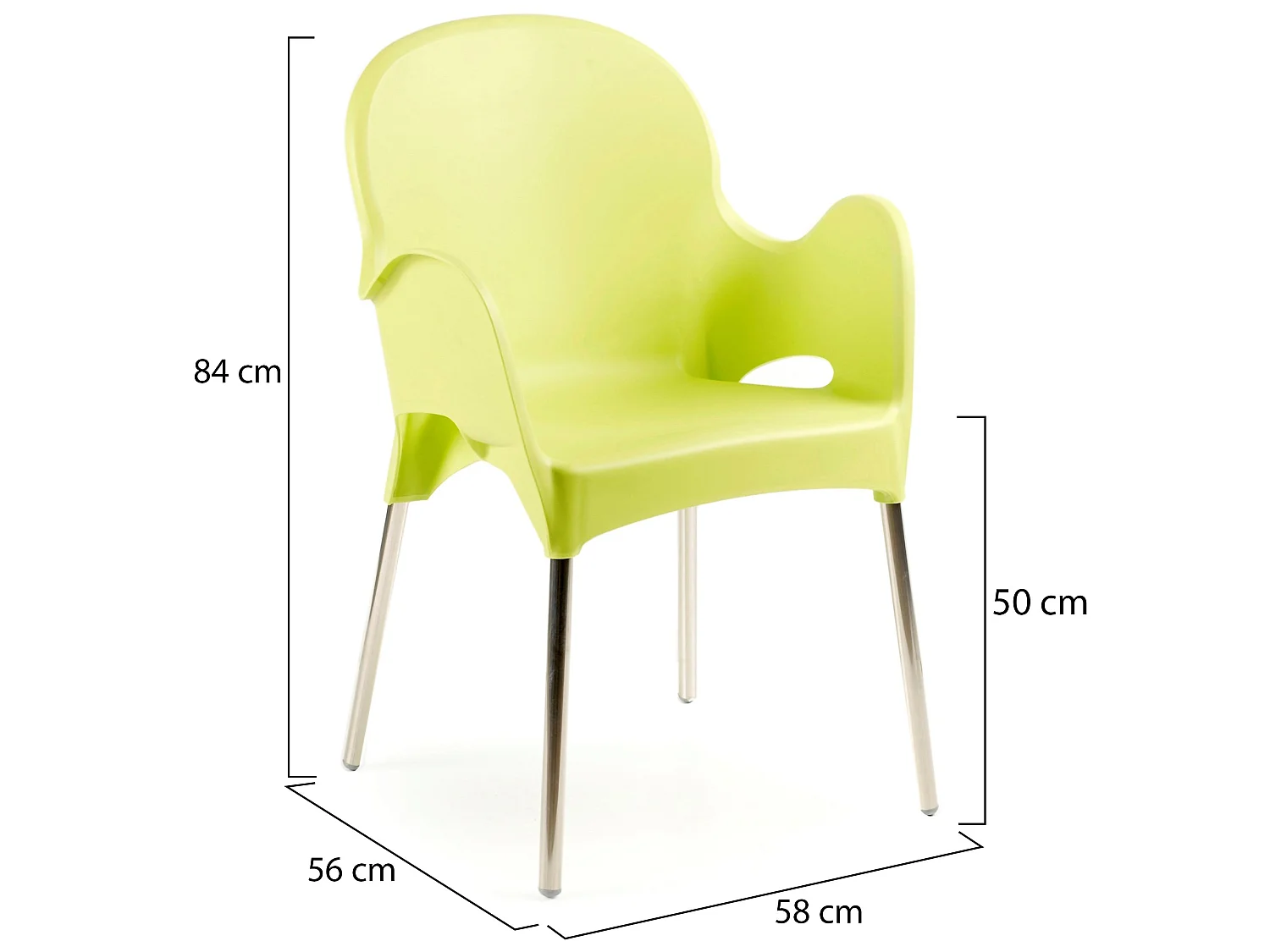 Sedia da Esterno Raimund, 4 Sedie Made in Italy, Verde, Impilabile, Finitura Liscia