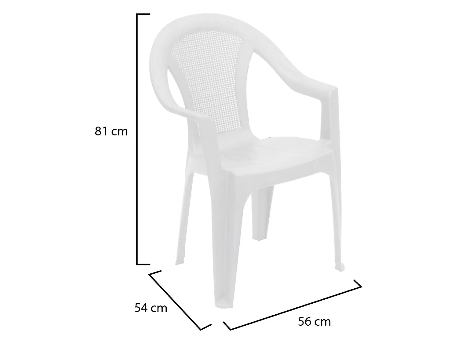 Chaise d'extérieur Serchion, chaise fabriquée en Italie, blanc, empilable, accoudoirs