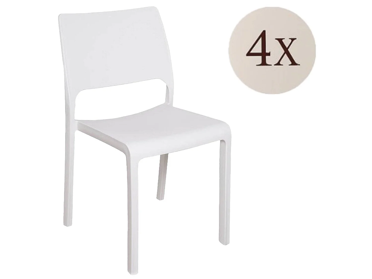 Buitenstoel Cereseto, 4 stoelen Made in Italy, wit, stapelbaar, draagvermogen 120 kg