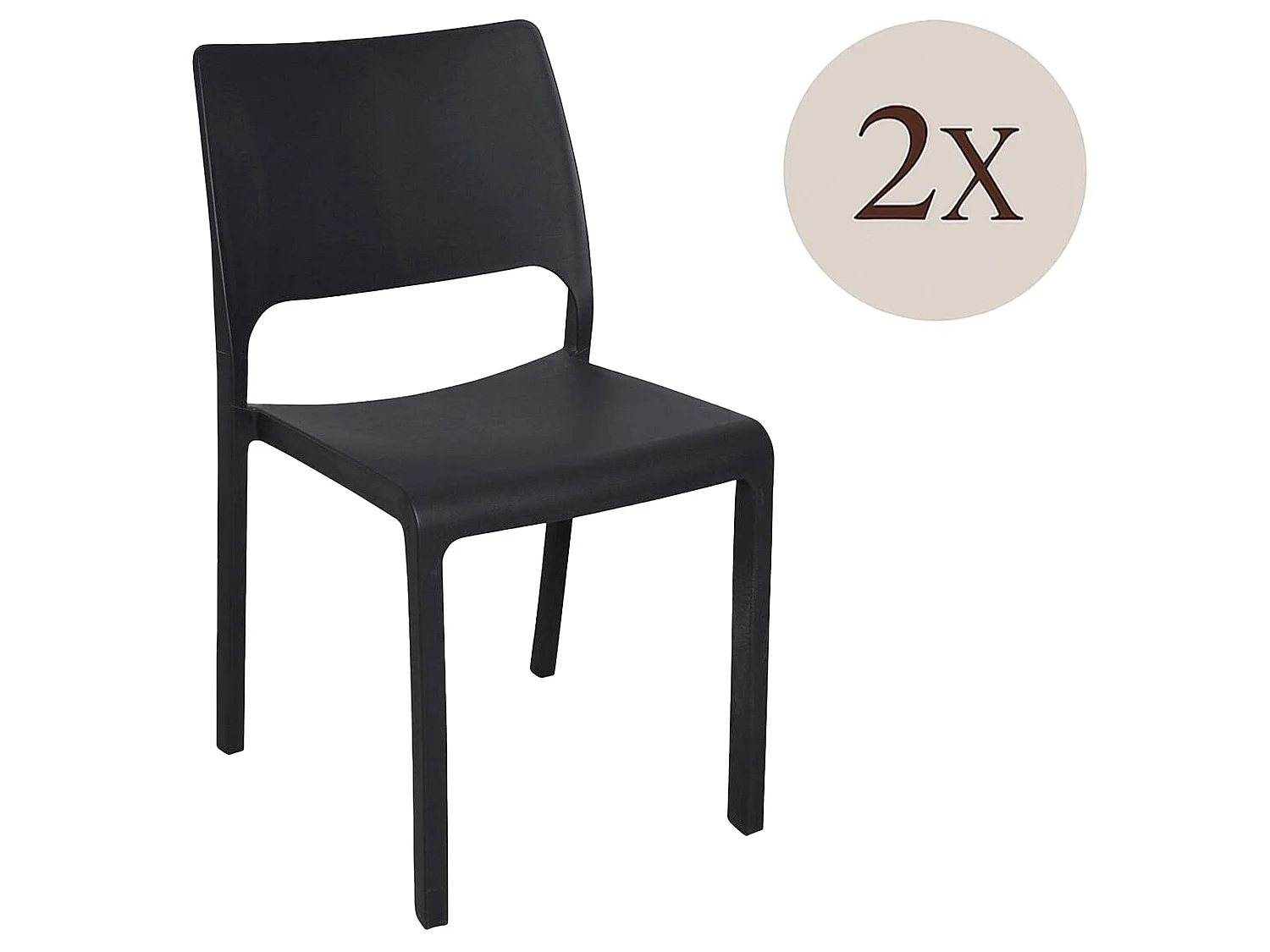 Chaises d'extérieur Cereseto, 2 chaises Made in Italy, Noir anthracite