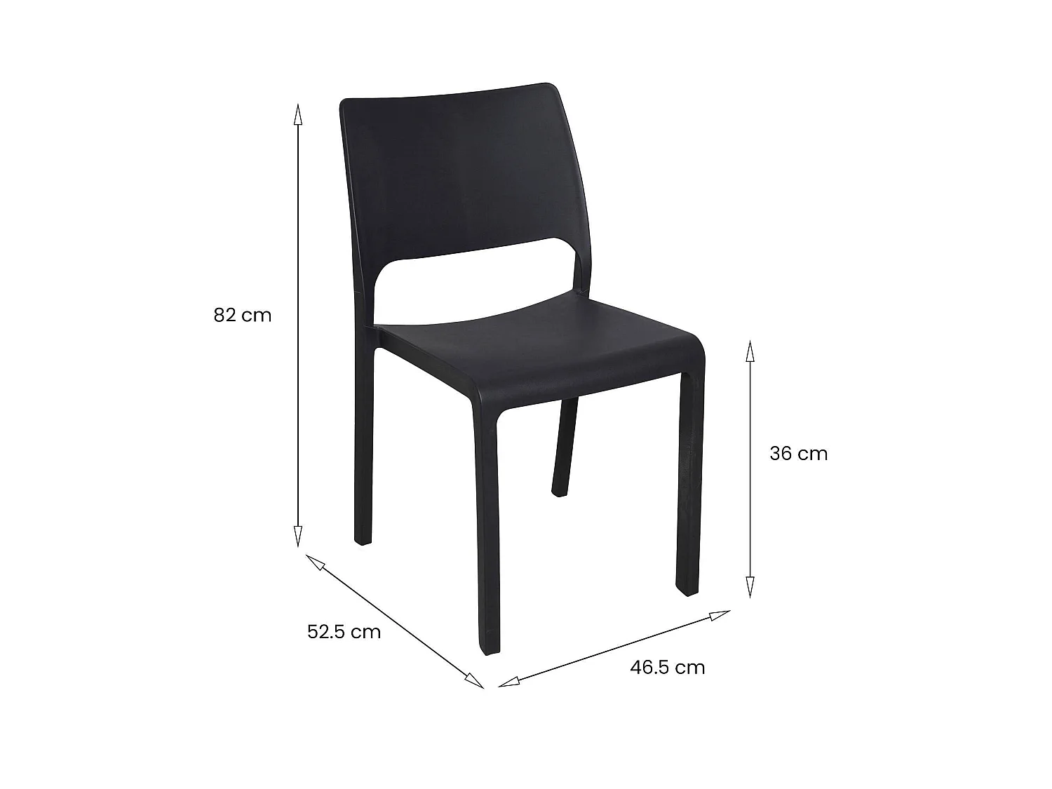 Chaises d'extérieur Cereseto, 2 chaises Made in Italy, Noir anthracite