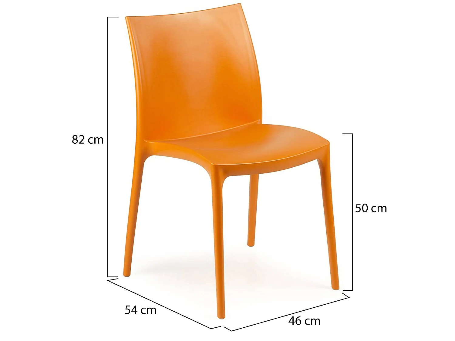 Sedia da Esterno Grover, una Sedia Made in Italy, Arancione, Impilabile, Finitura Liscia