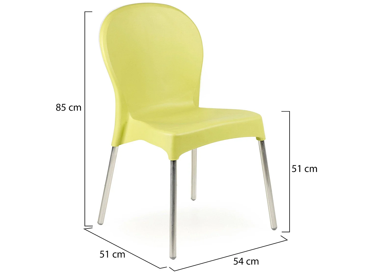 Sedia da Esterno Linder, una Sedia Made in Italy, Verde, Impilabile, Finitura Liscia