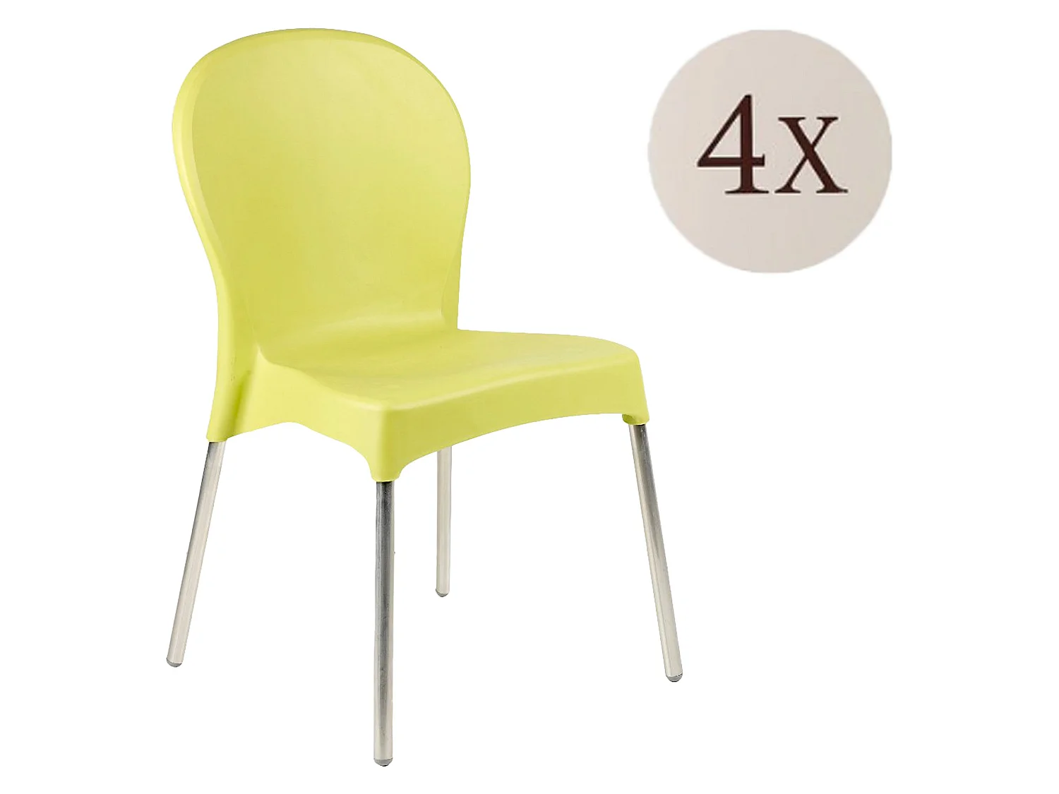 Sedia da Esterno Eclectic, 4 Sedie Made in Italy, Verde, Impilabile, Finitura Liscia