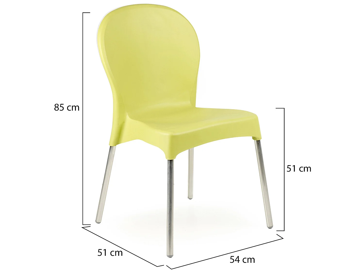 Sedia da Esterno Eclectic, 4 Sedie Made in Italy, Verde, Impilabile, Finitura Liscia