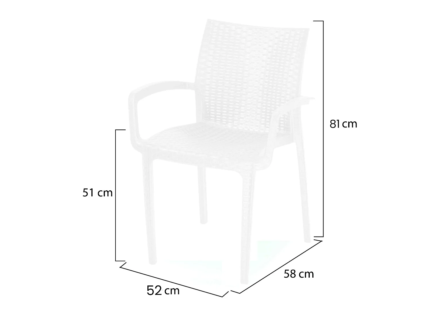 Silla de exterior Buono, una silla hecha en Italia, blanca, apilable, acabado efecto ratán