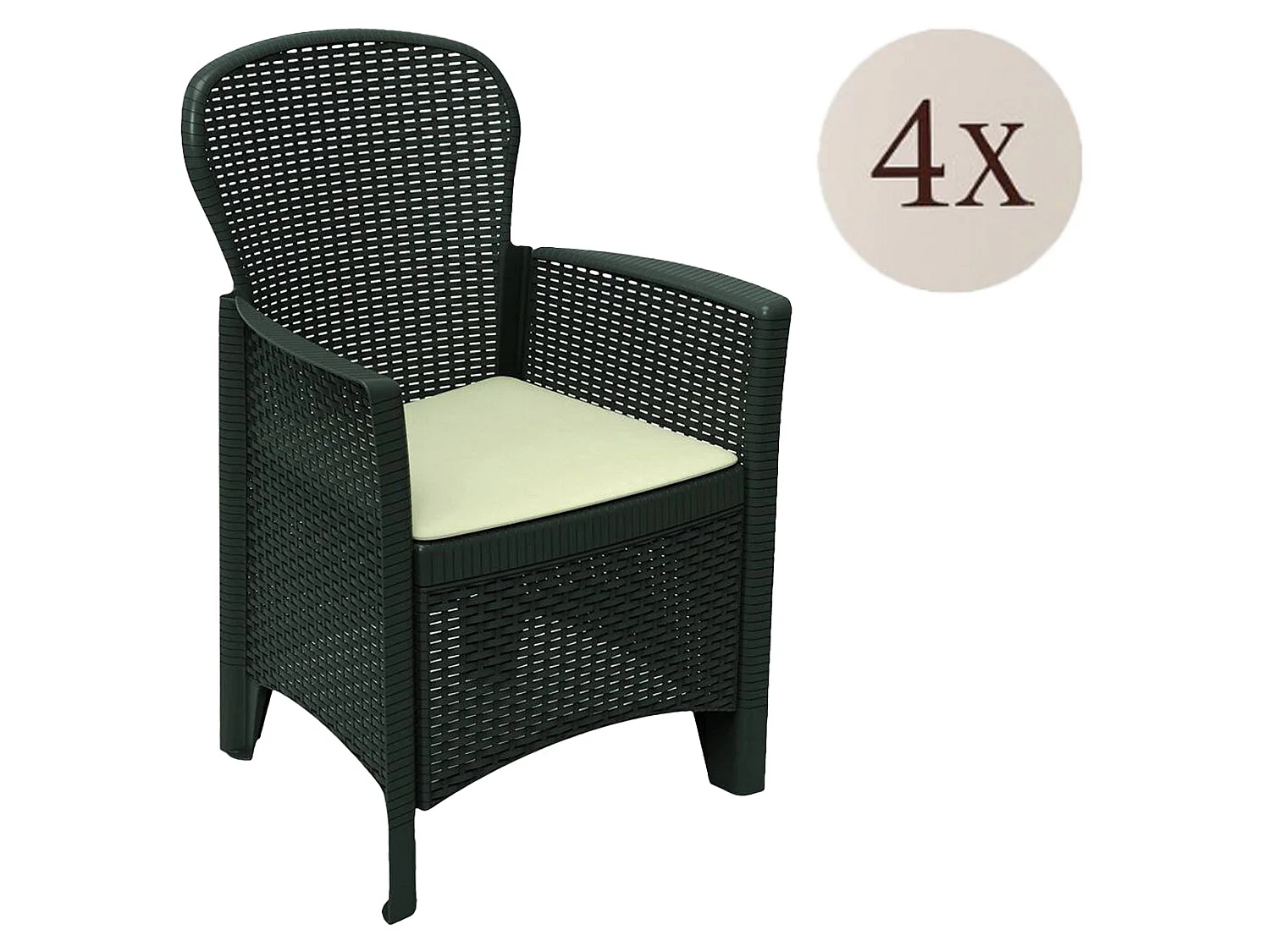 Chaise d'extérieur Amilton, 4 chaises Made in Italy, Noir Anthracite