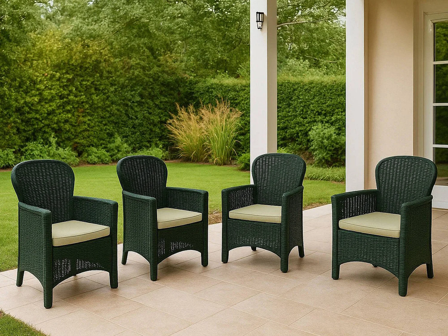 Chaise d'extérieur Amilton, 4 chaises Made in Italy, Noir Anthracite