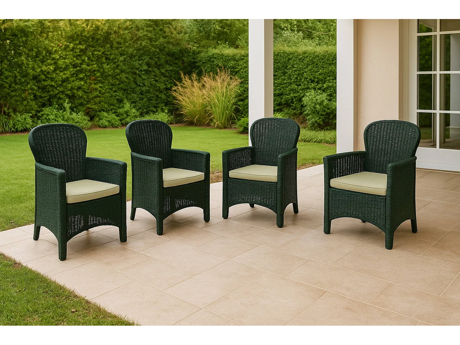Chaise d'extérieur Amilton, 4 chaises Made in Italy, Noir Anthracite