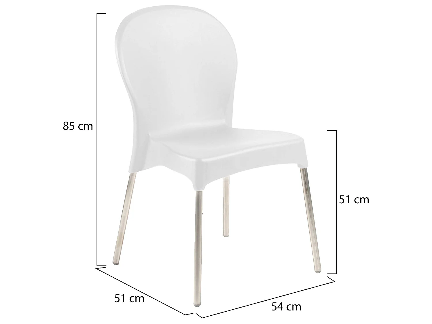 Sedia da Esterno Linder, una Sedia Made in Italy, Bianco, Impilabile, Finitura Liscia