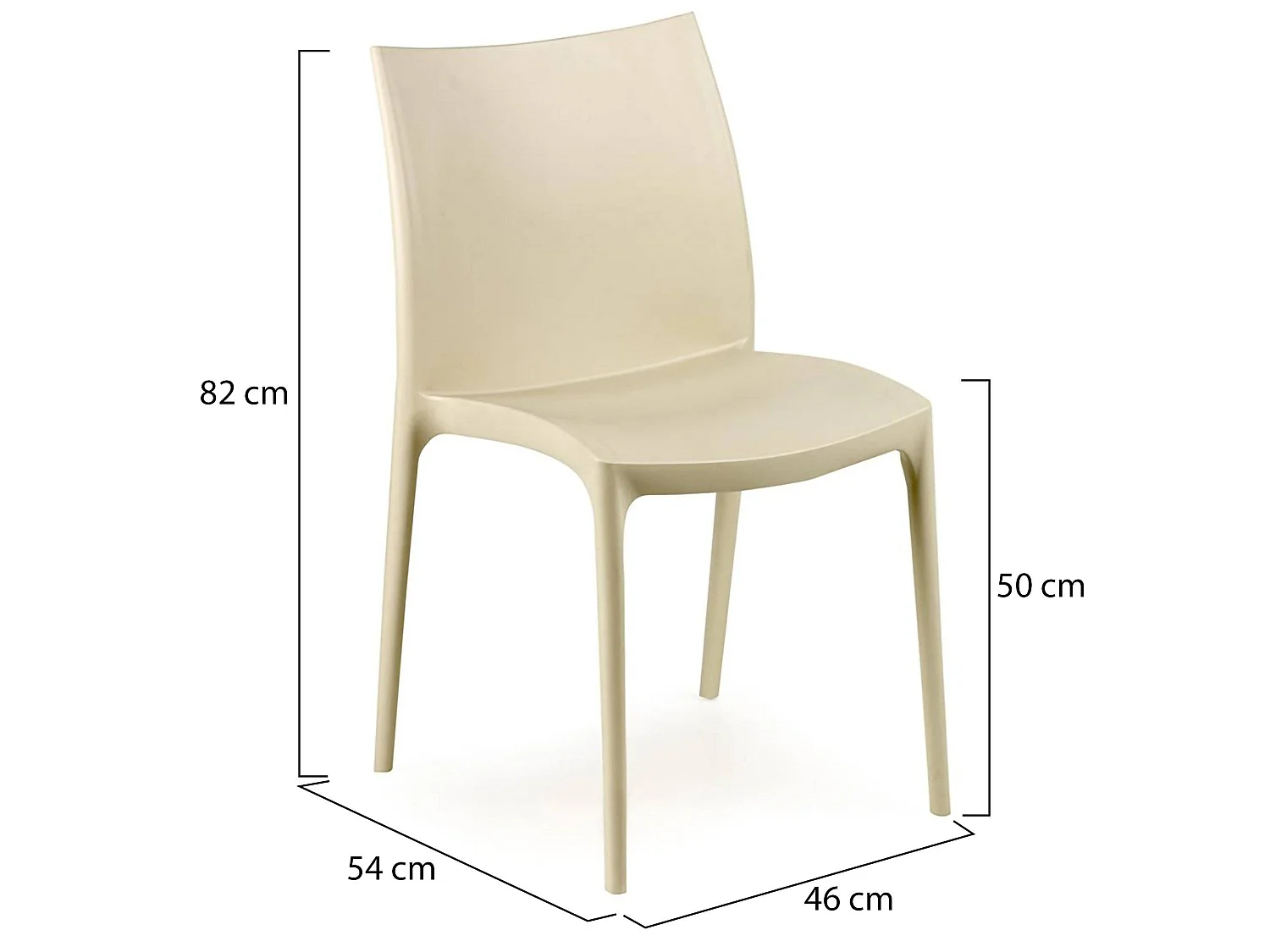 Sedia da Esterno Grover, una Sedia Made in Italy, Beige, Impilabile, Finitura Liscia