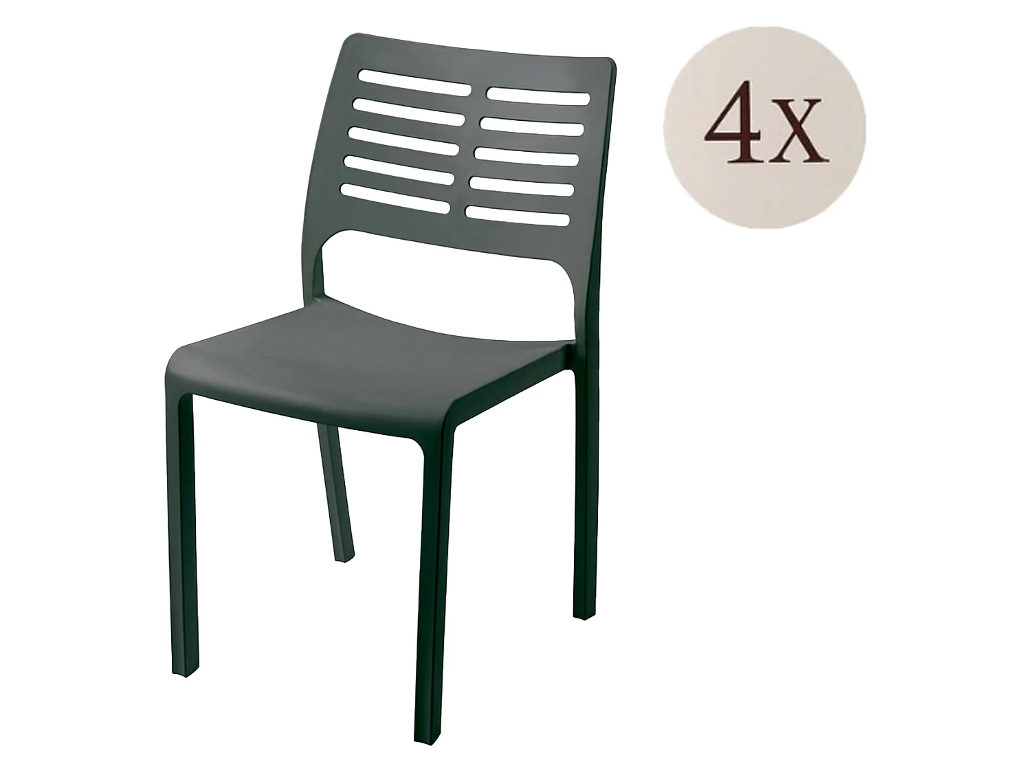 Sedia da Esterno Canoe, 4 Sedie Made in Italy, Nero Antracite, Impilabile, Finitura a Doghe