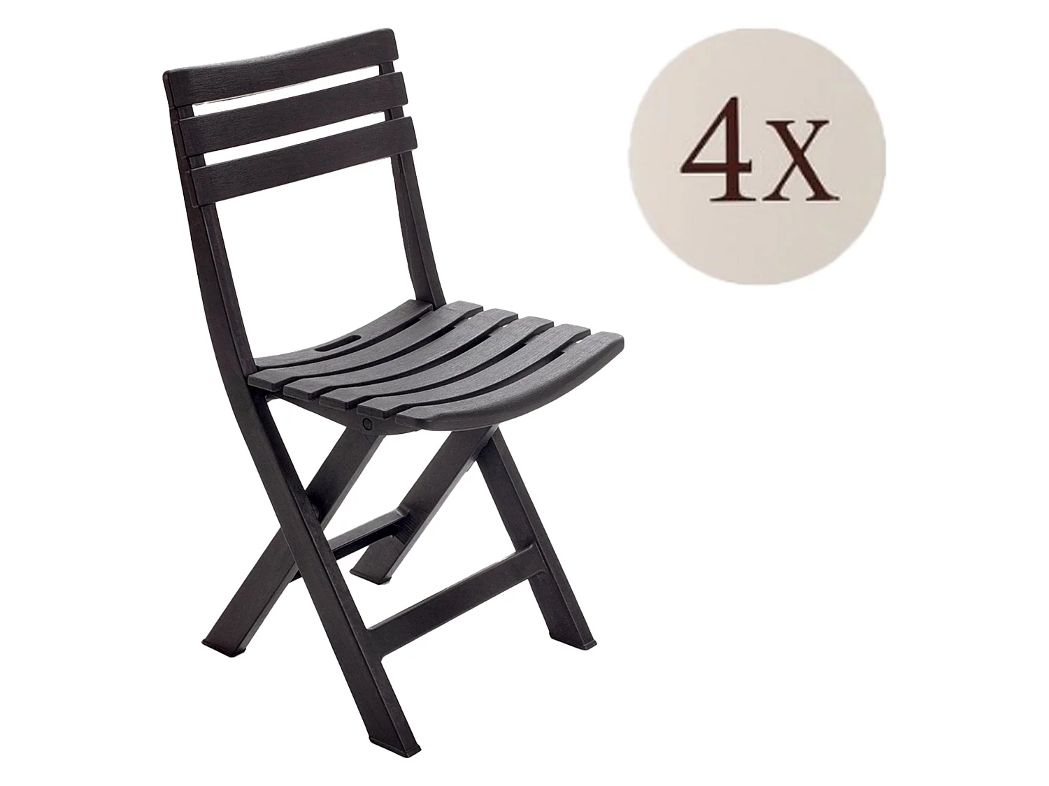 Sedia da Esterno Jennie, 4 Sedie Made in Italy, Nero Antracite, Finitura a Doghe, Pieghevole