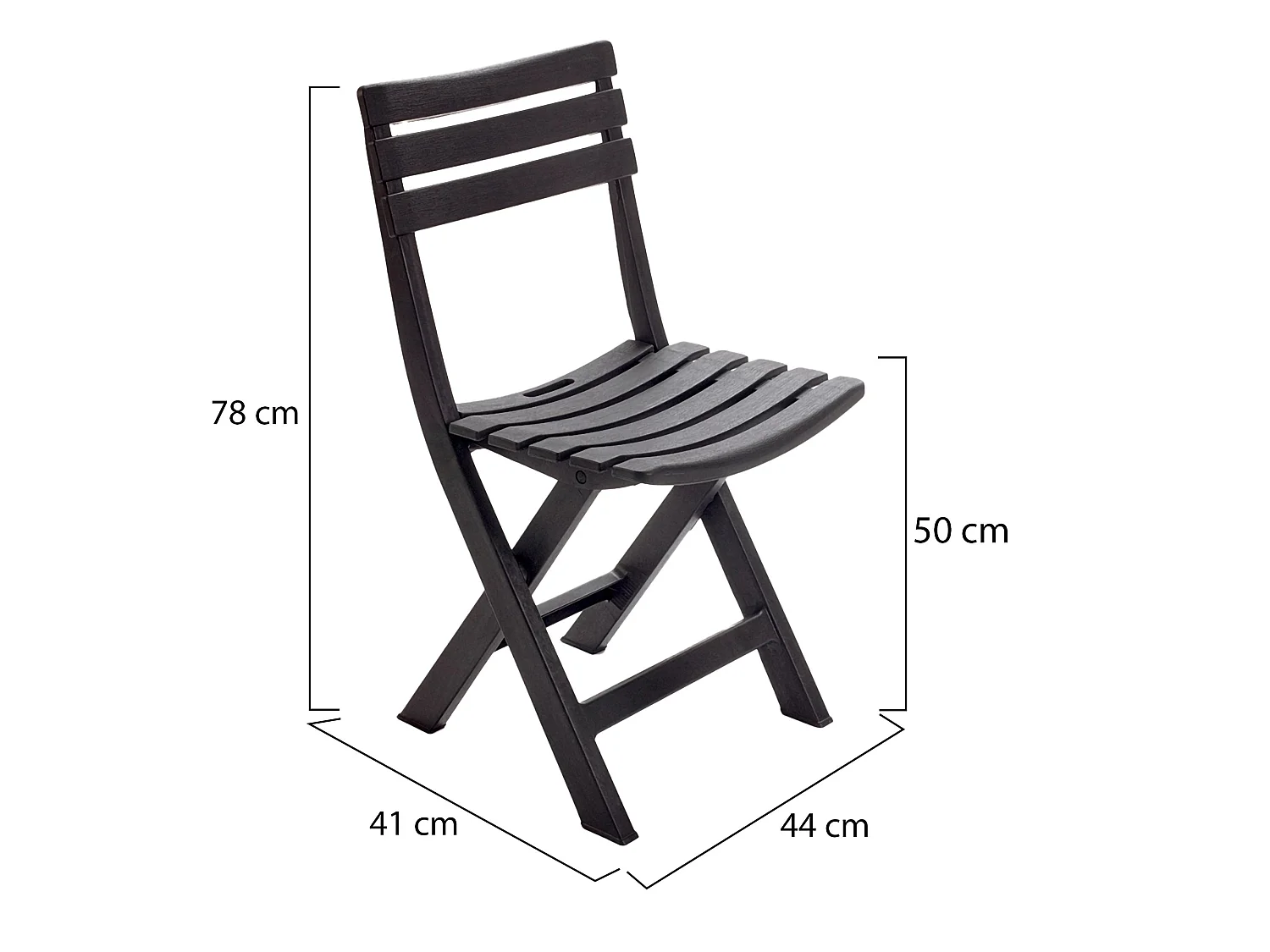 Sedia da Esterno Jennie, 4 Sedie Made in Italy, Nero Antracite, Finitura a Doghe, Pieghevole