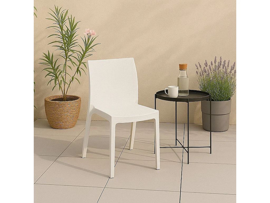 Silla de Exterior Ferla, una Silla Hecha en Italia, Blanca, Apilable, Peso soportado 120 kg
