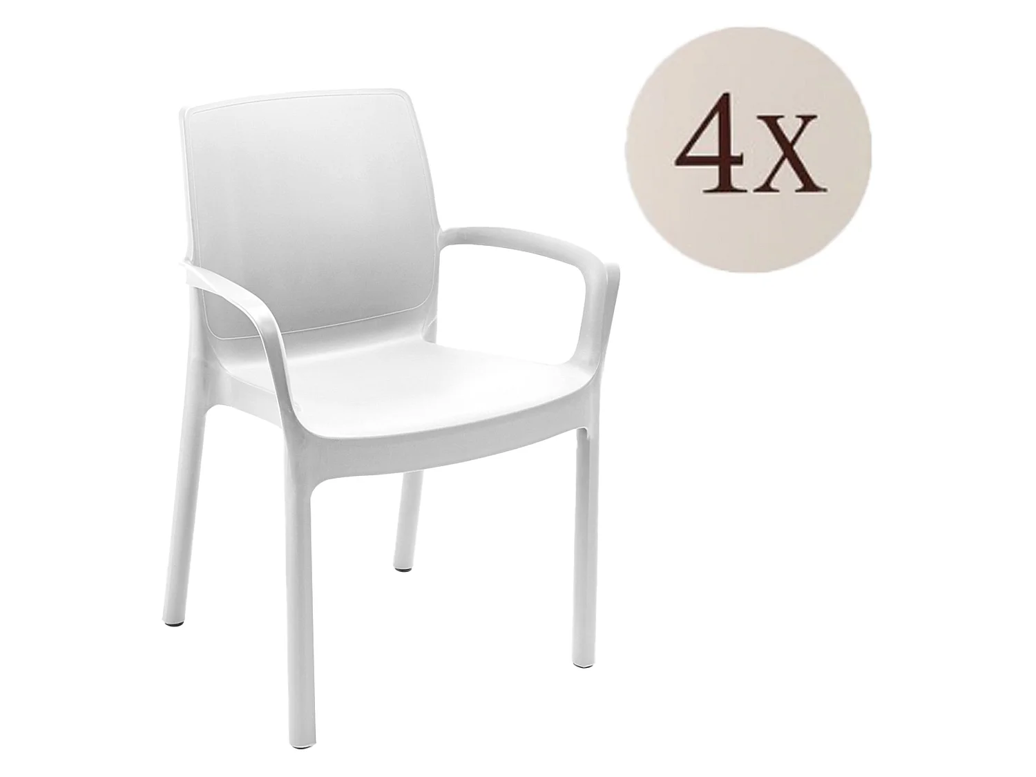Sedia da Esterno Sapps, 4 Sedie Made in Italy, Bianco, Impilabile, Finitura Liscia