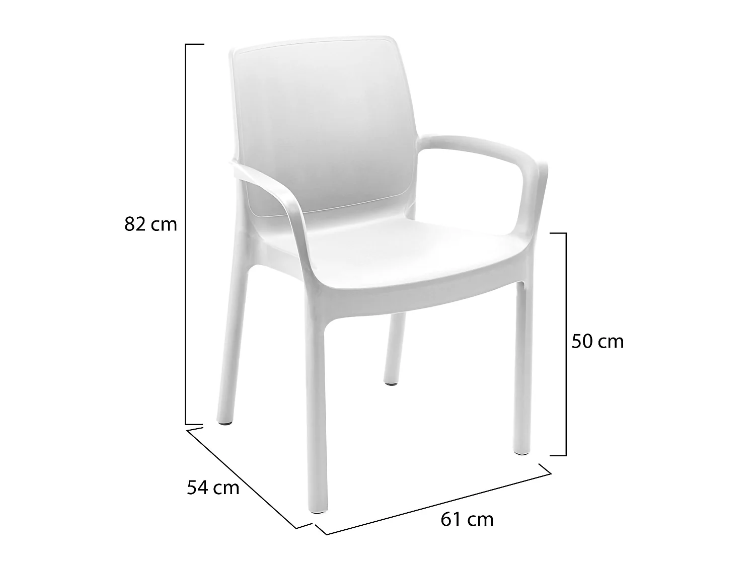 Sedia da Esterno Sapps, 4 Sedie Made in Italy, Bianco, Impilabile, Finitura Liscia
