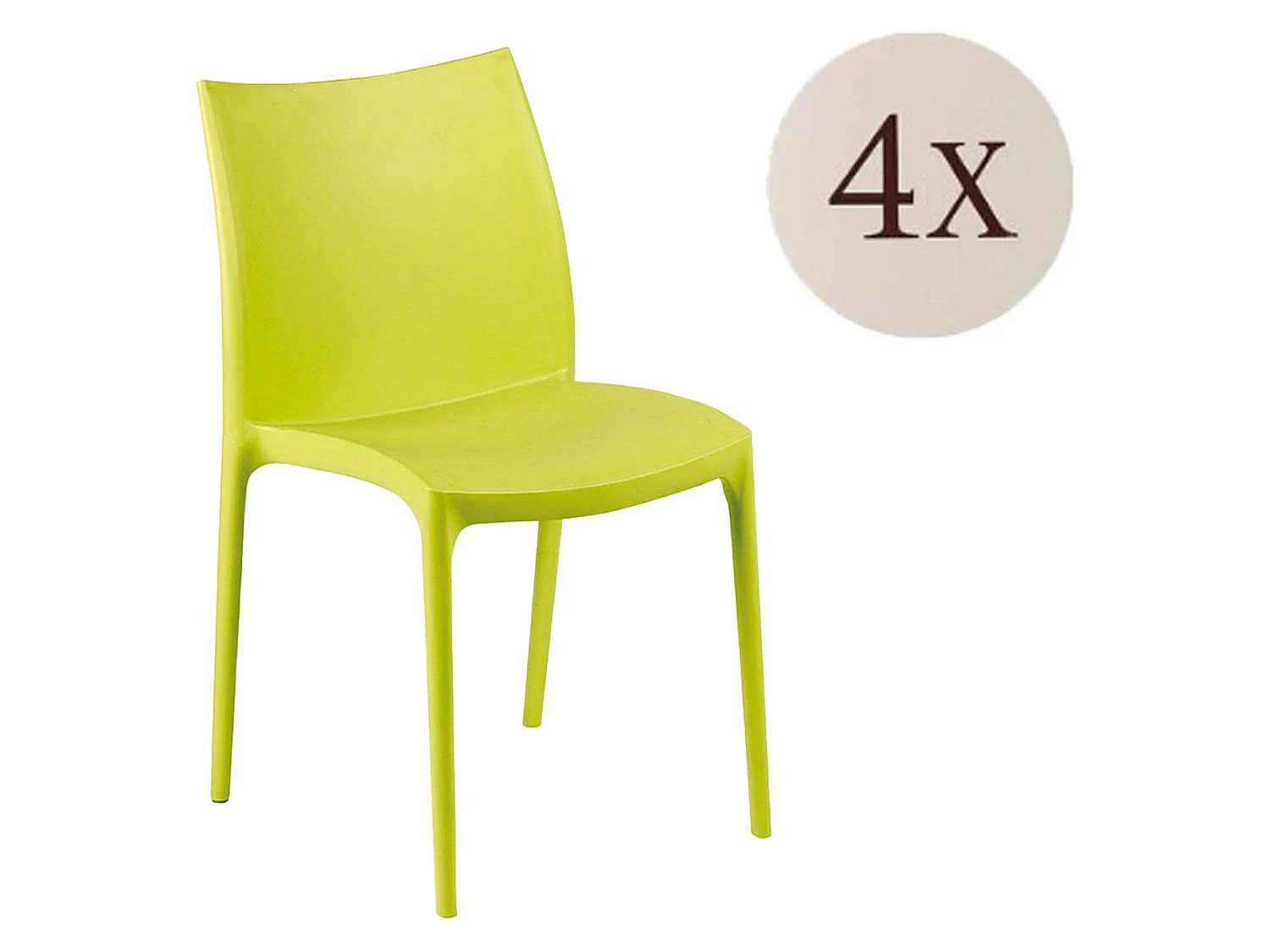 Sedia da Esterno Grover, 4 Sedie Made in Italy, Verde, Impilabile, Finitura Liscia
