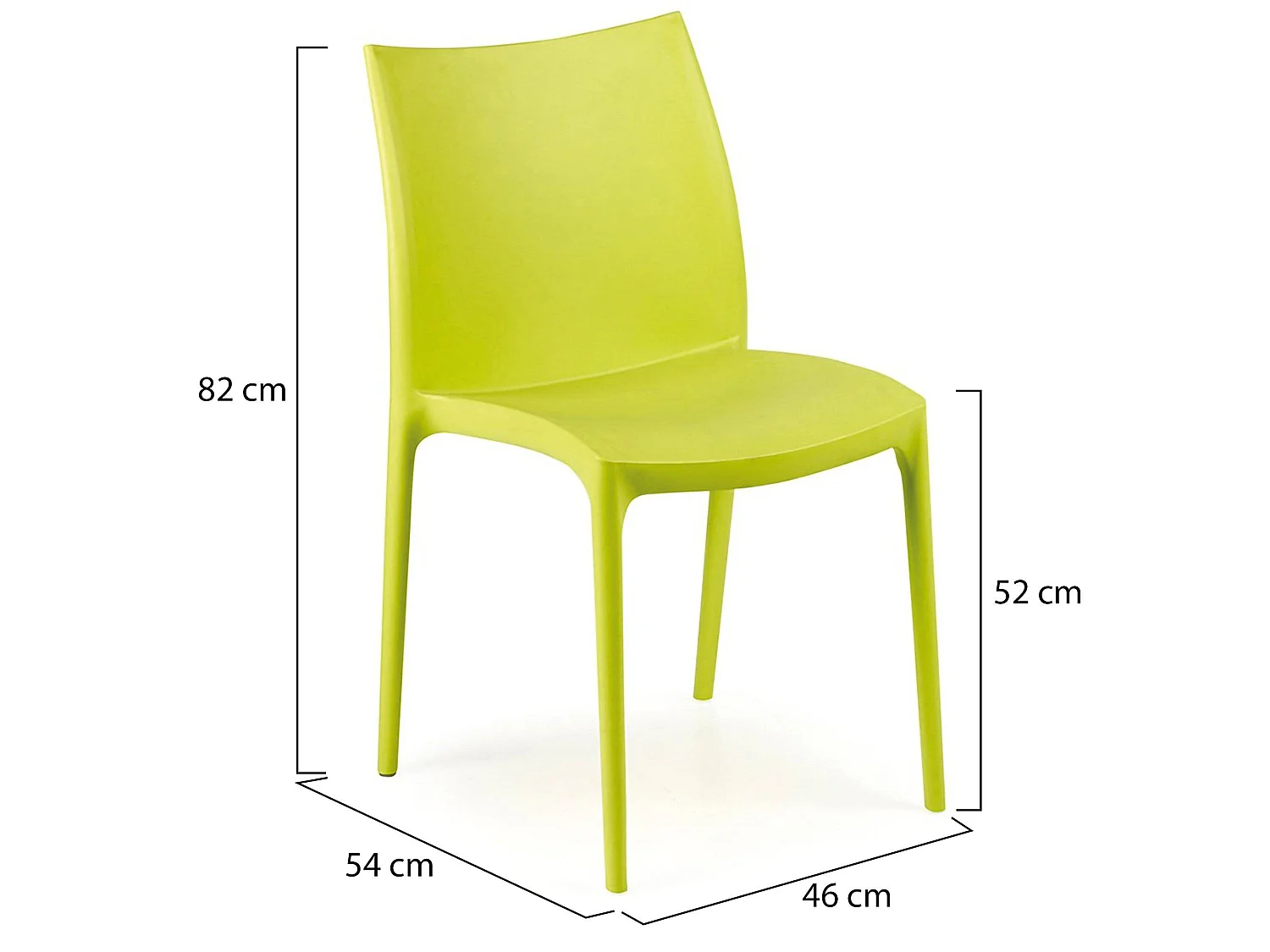 Sedia da Esterno Grover, 4 Sedie Made in Italy, Verde, Impilabile, Finitura Liscia