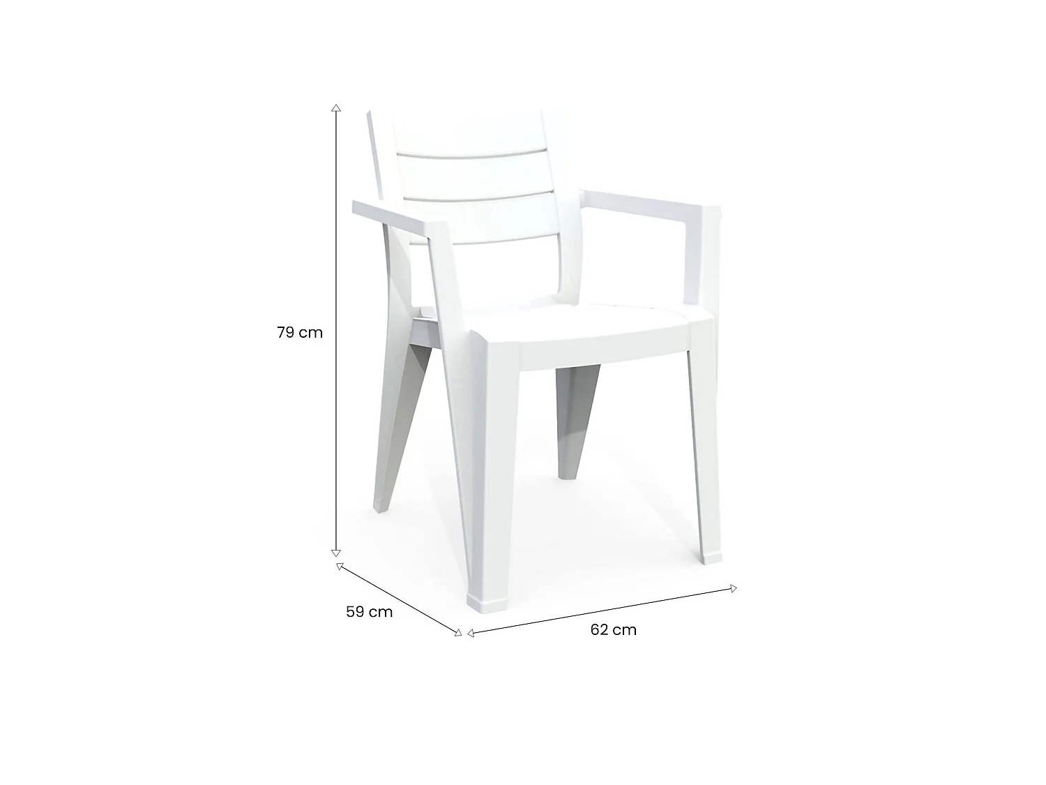 Silla de Exterior Courtenay, 6 Sillas, Blanco, Apilable, Estructura de Plástico