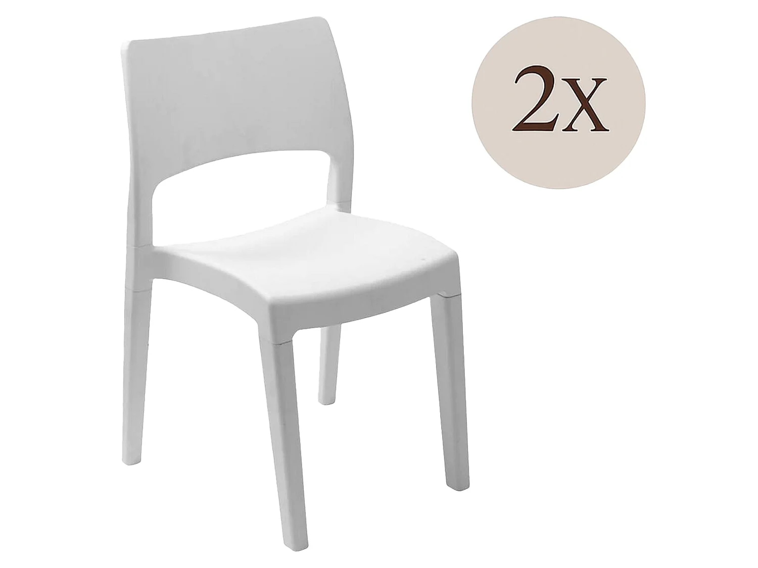 Chaise d'extérieur Zircone, 2 Chaises Made in Italy, Blanc