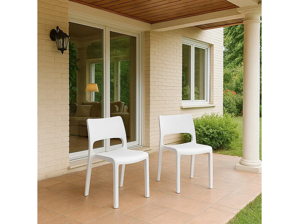 Chaise d'extérieur Zircone, 2 Chaises Made in Italy, Blanc