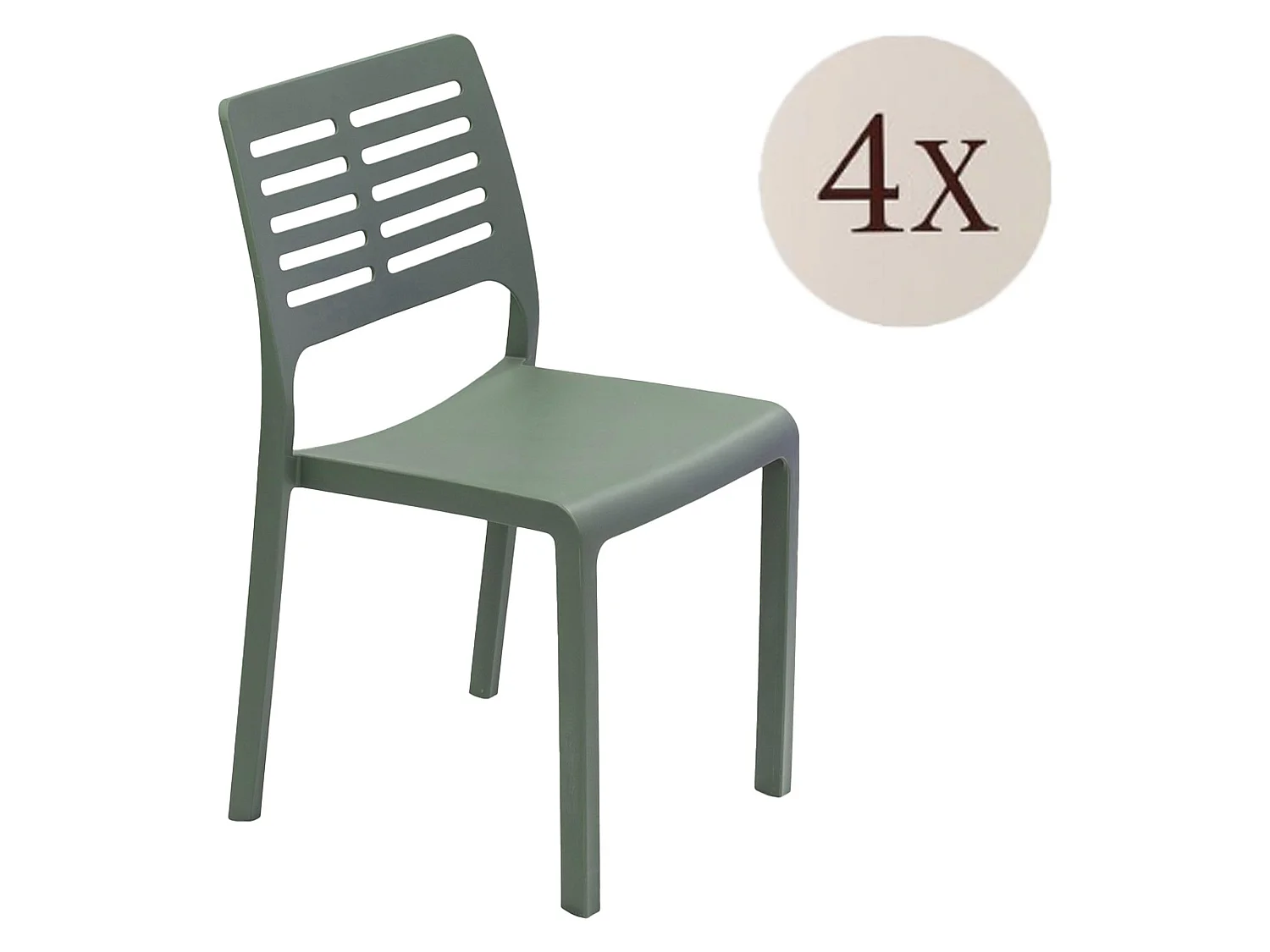 Sedia da Esterno Canoe, 4 Sedie Made in Italy, Verde, Impilabile, Finitura a Righe