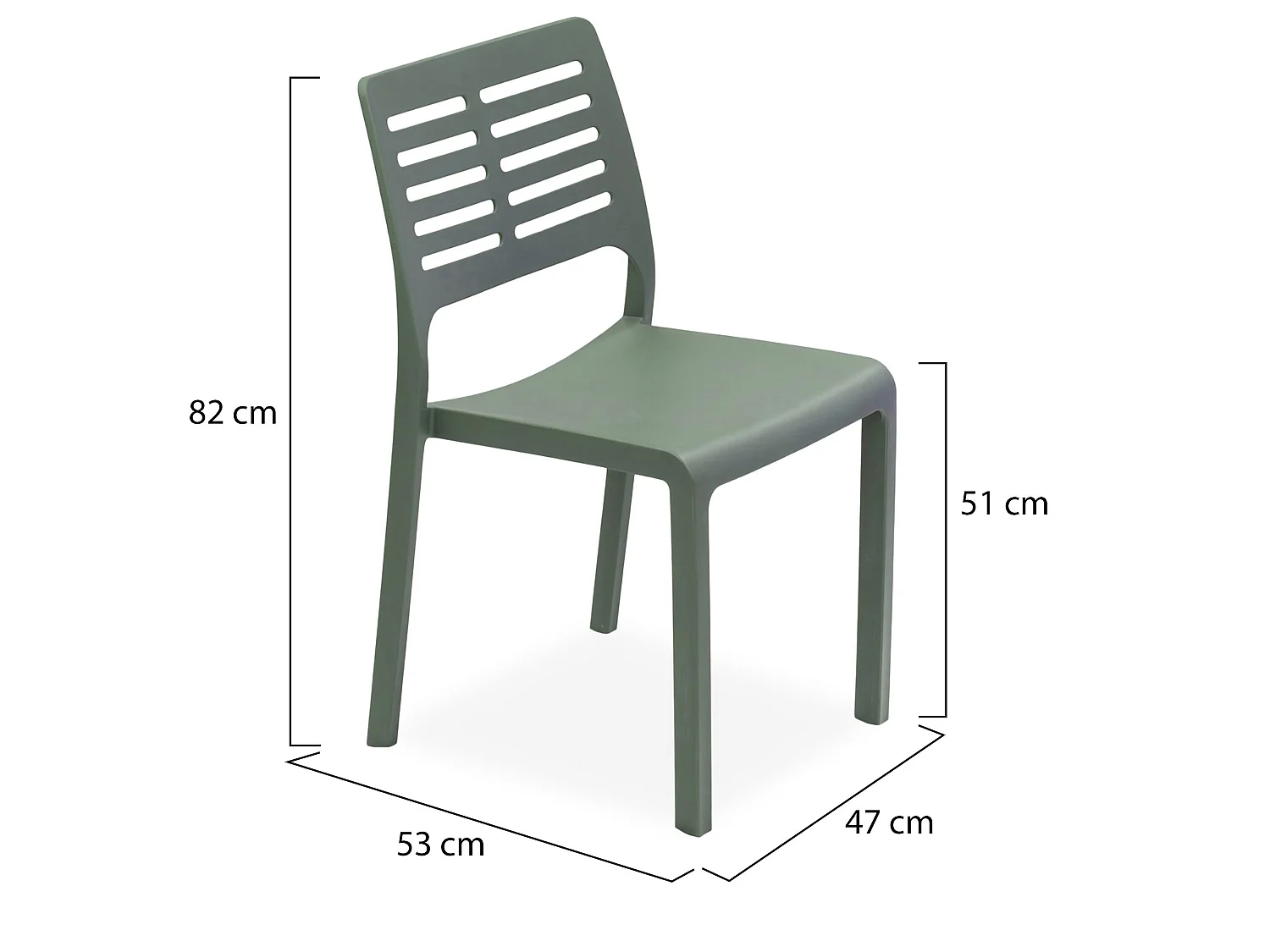 Sedia da Esterno Canoe, 4 Sedie Made in Italy, Verde, Impilabile, Finitura a Righe