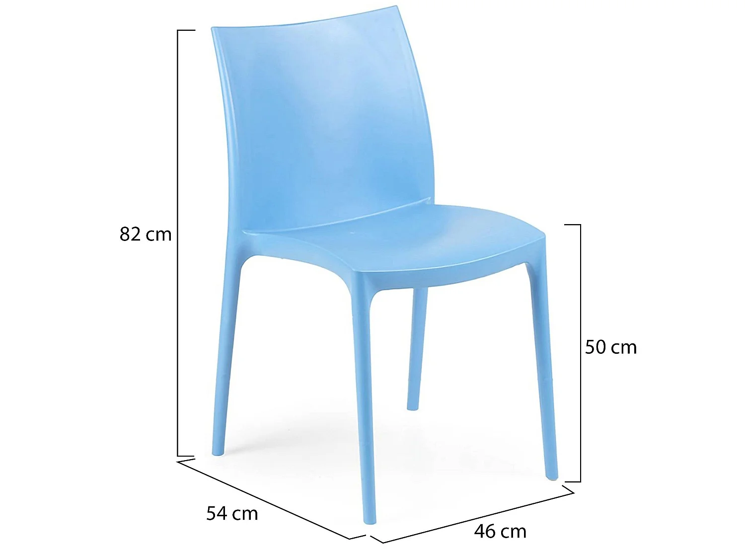Sedia da Esterno Grover, una Sedia Made in Italy, Azzurro, Impilabile, Finitura Liscia
