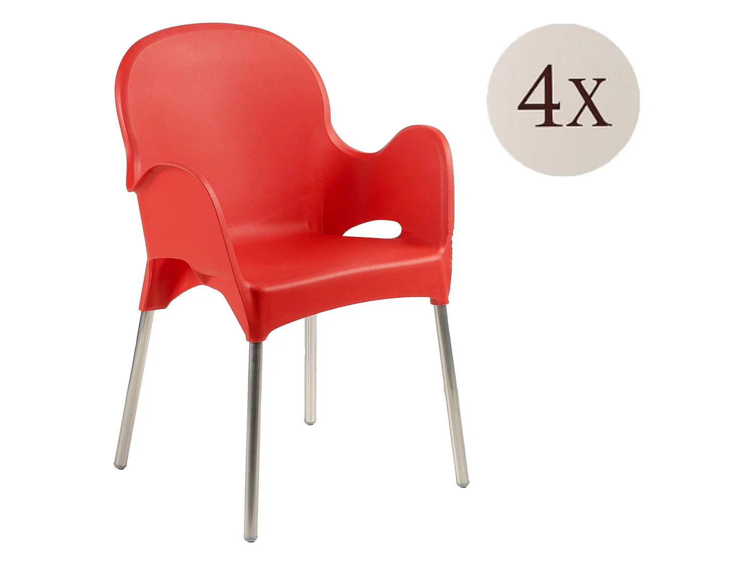 Sedia da Esterno Raimund, 4 Sedie Made in Italy, Rosso, Impilabile, Finitura Liscia