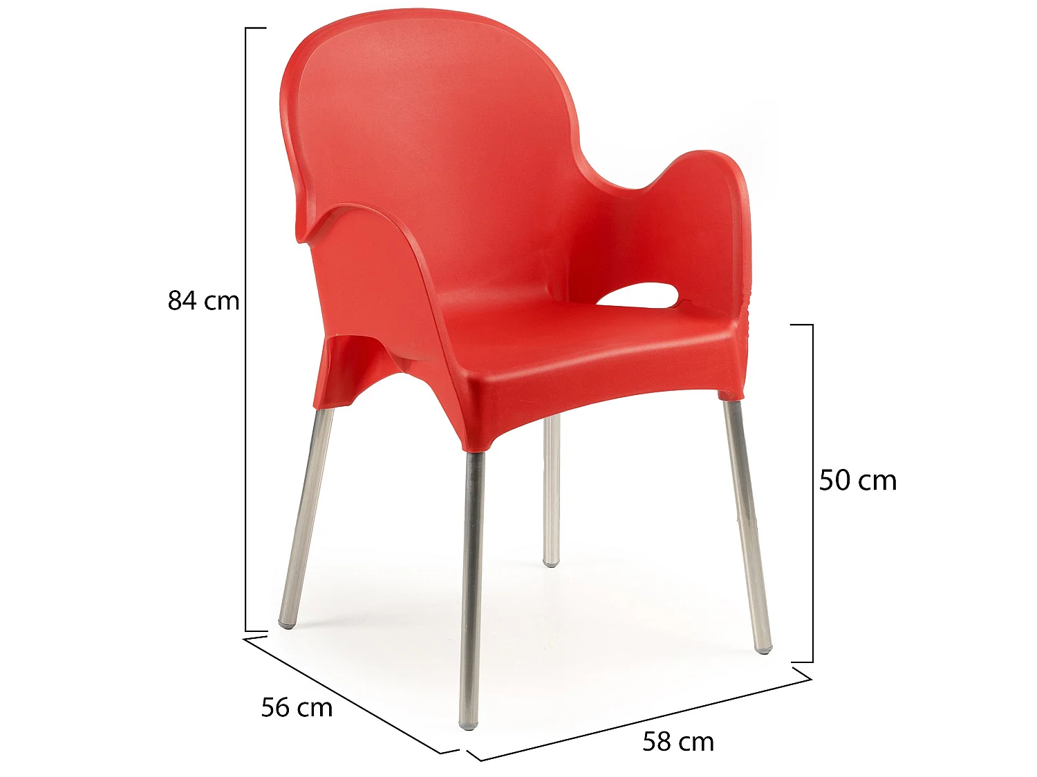 Sedia da Esterno Raimund, 4 Sedie Made in Italy, Rosso, Impilabile, Finitura Liscia