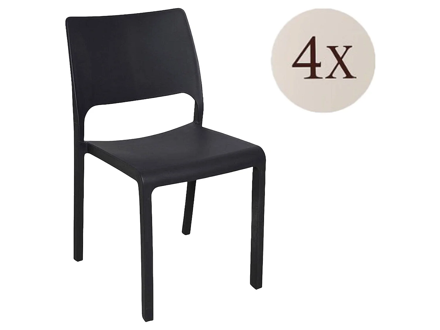 Cereseto buitenstoel, 4 stoelen gemaakt in Italië, antracietgrijs, stapelbaar, draagvermogen 120 kg