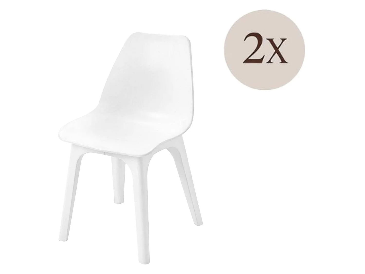 Sedia da Esterno Montivilla, 2 Sedie Made in Italy, Bianco, Finitura Liscia, Peso Supportato 120 kg