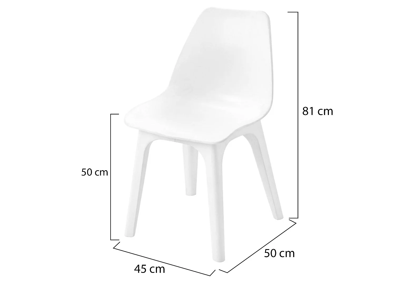 Sedia da Esterno Montivilla, 2 Sedie Made in Italy, Bianco, Finitura Liscia, Peso Supportato 120 kg