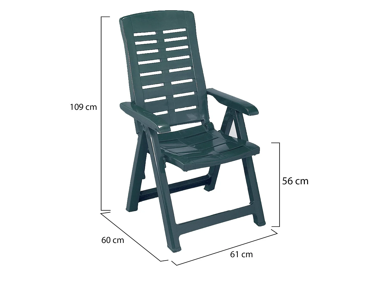 Sedia da Esterno Halsell, una Sedia Made in Italy, Verde, Schienale Reclinabile, Multiposizione