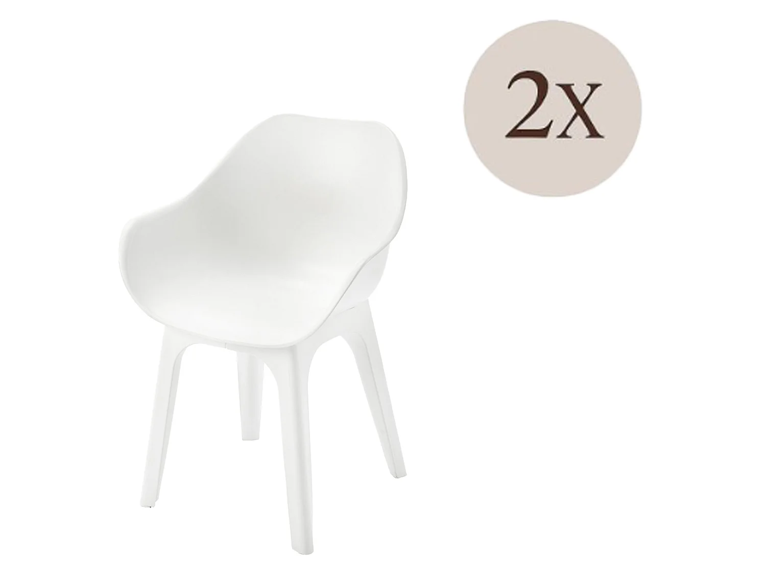 Sedia da Esterno Oakahalla, 2 Sedie Made in Italy, Bianco, Finitura Liscia, Braccioli