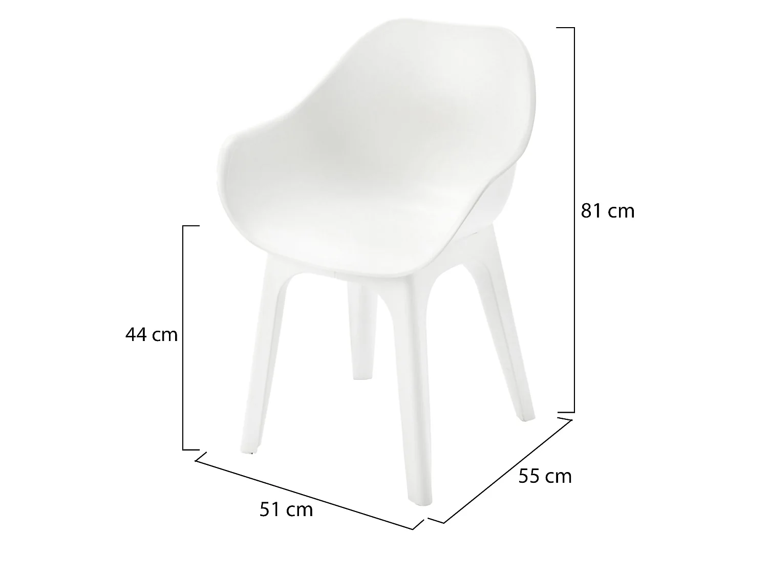 Sedia da Esterno Oakahalla, 2 Sedie Made in Italy, Bianco, Finitura Liscia, Braccioli