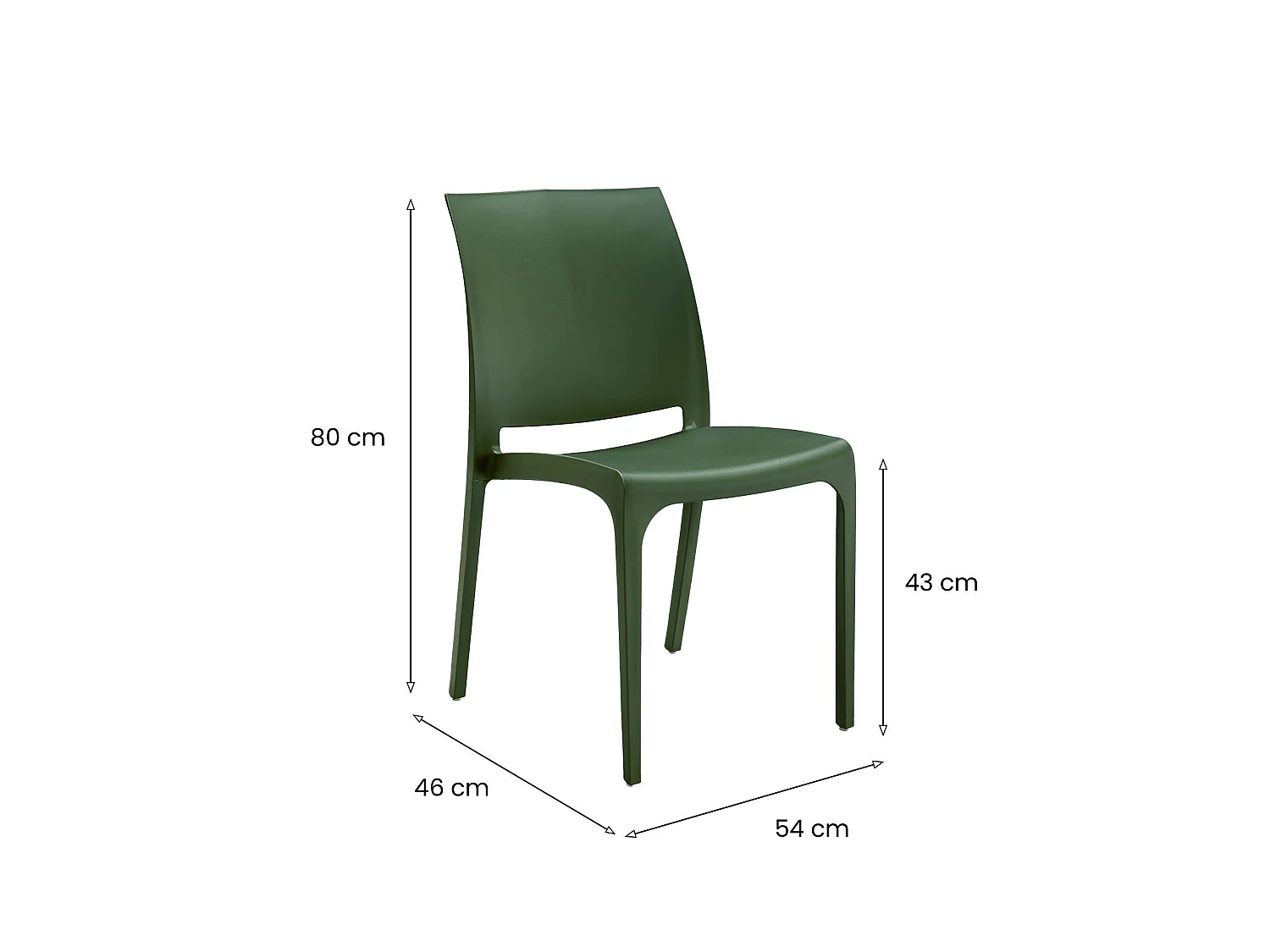 Buitenstoel Camo, een stoel gemaakt in Italië, groen, stapelbaar, draagvermogen 110 kg