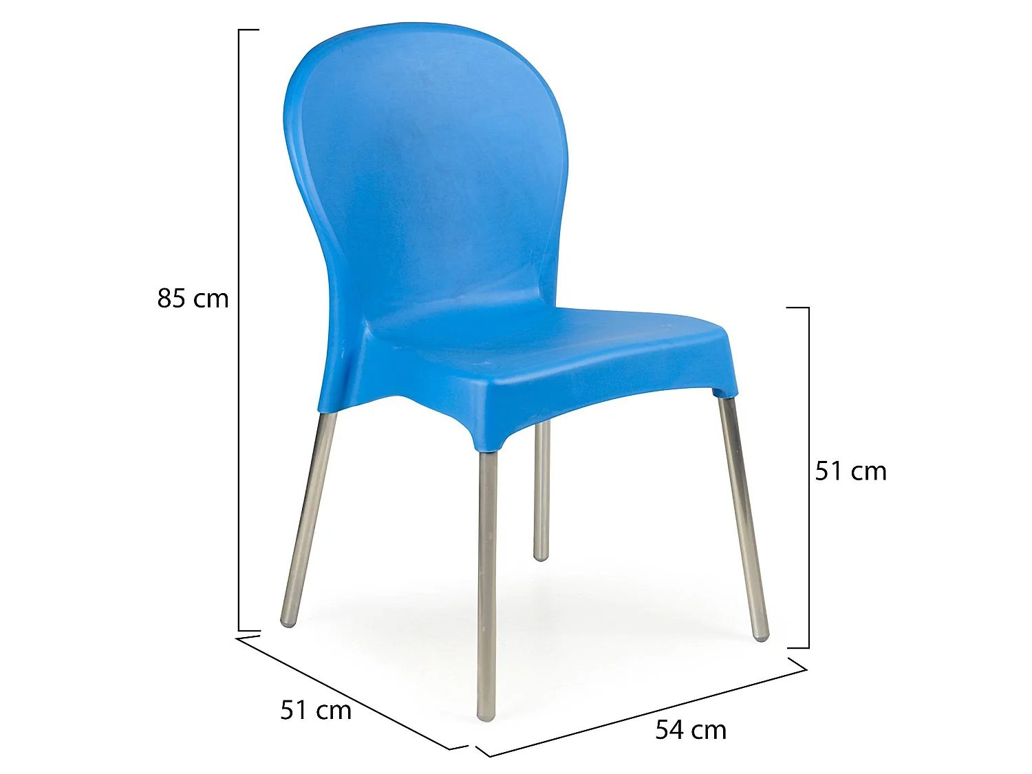 Sedia da Esterno Linder, una Sedia Made in Italy, Azzurro, Impilabile, Finitura Liscia