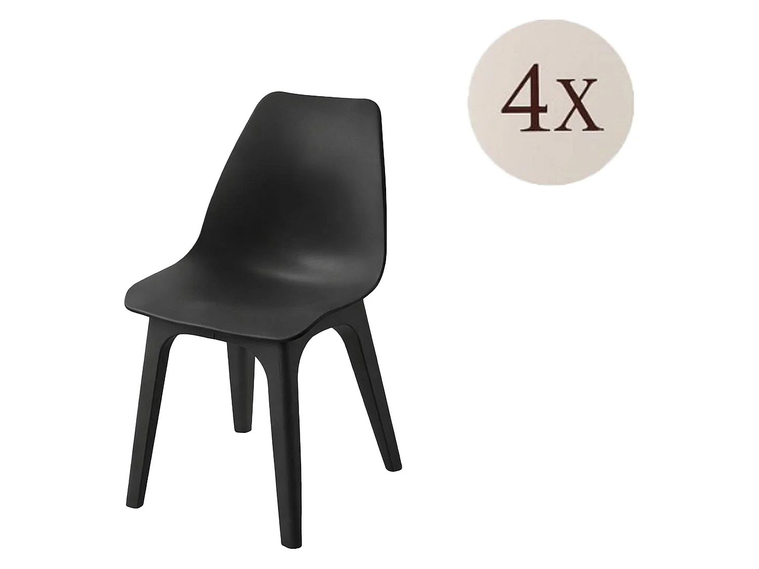 Sedia da Esterno Montivilla, 4 Sedie Made in Italy, Nero Antracite, Finitura Liscia, Peso Supportato 120 kg