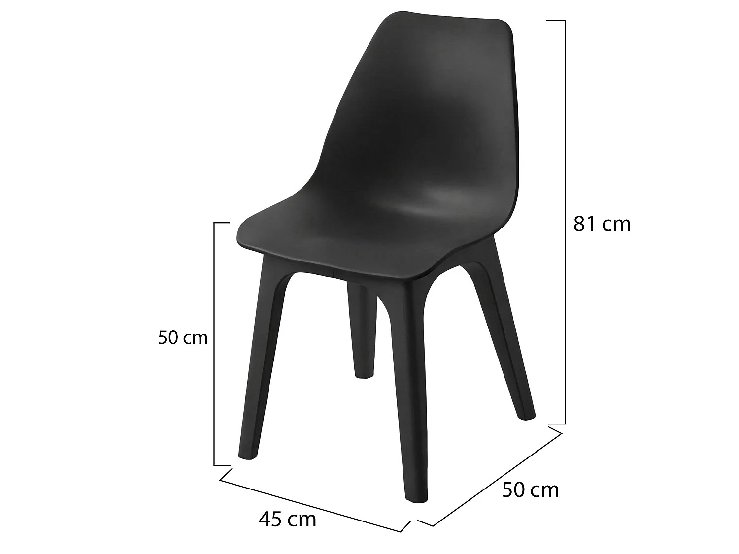 Sedia da Esterno Montivilla, 4 Sedie Made in Italy, Nero Antracite, Finitura Liscia, Peso Supportato 120 kg