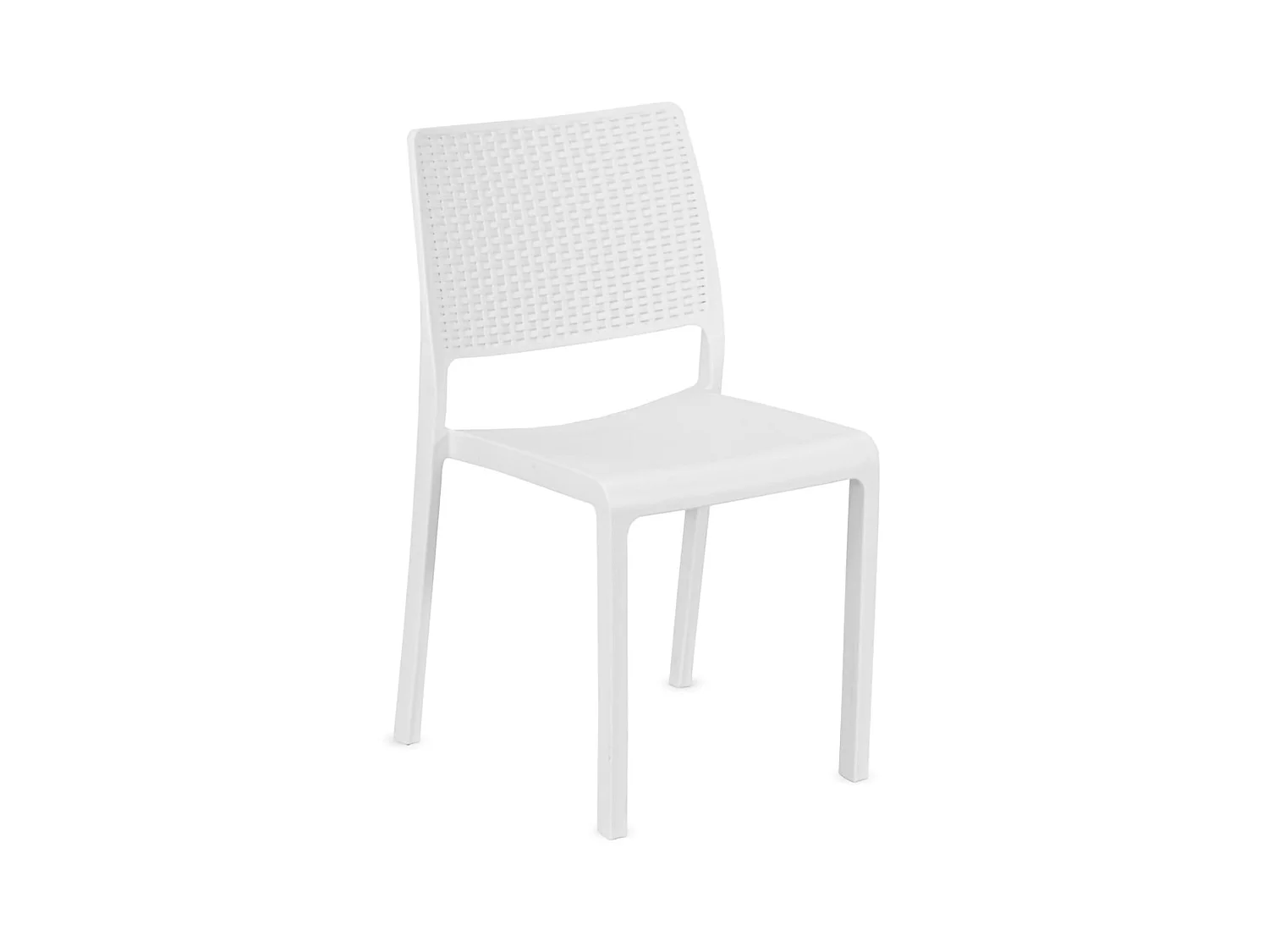 Silla de exterior Revos, una silla hecha en Italia, blanca, apilable, acabado liso, efecto ratán