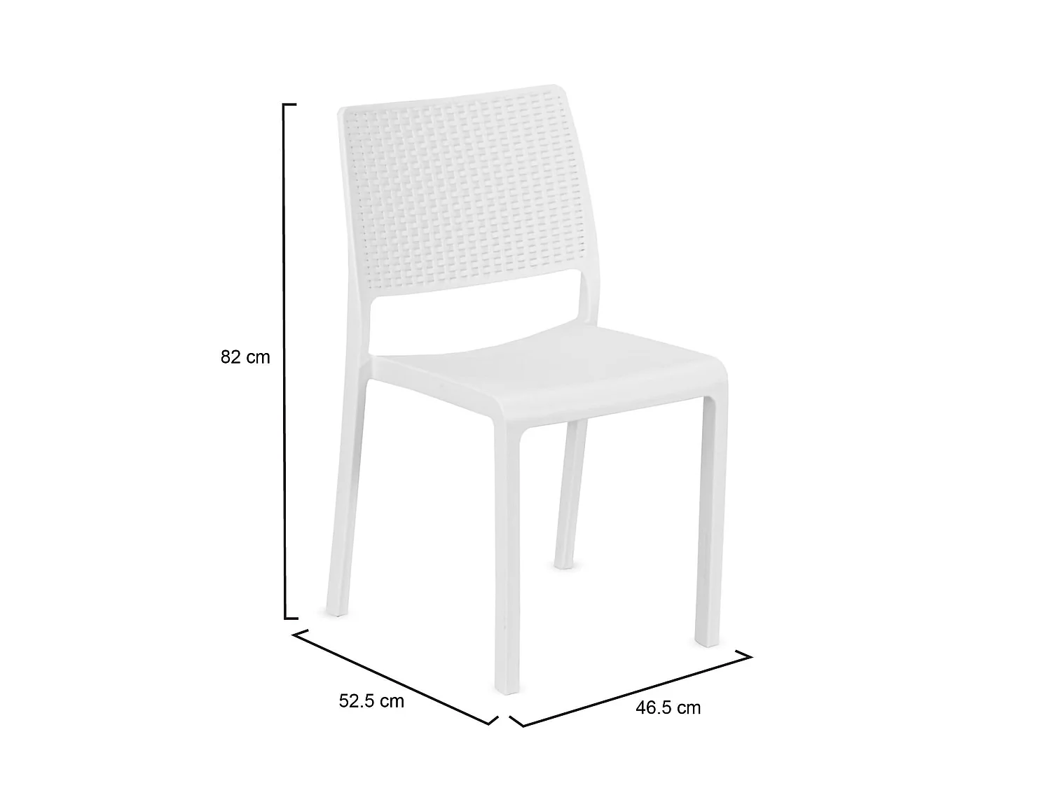 Silla de exterior Revos, una silla hecha en Italia, blanca, apilable, acabado liso, efecto ratán