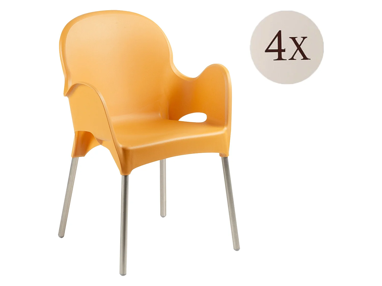 Sedia da Esterno Raimund, 4 Sedie Made in Italy, Arancione, Impilabile, Finitura Liscia
