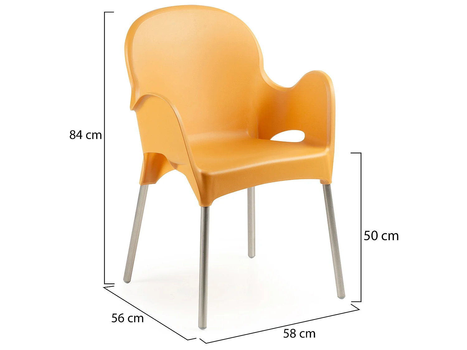 Sedia da Esterno Raimund, 4 Sedie Made in Italy, Arancione, Impilabile, Finitura Liscia