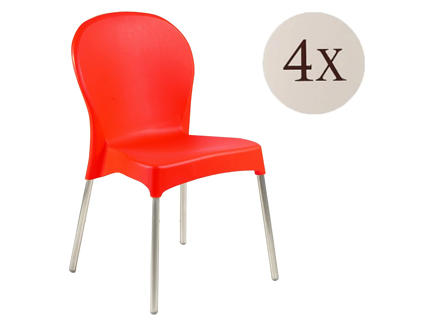Sedia da Esterno Eclectic, 4 Sedie Made in Italy, Rosso, Impilabile, Finitura Liscia