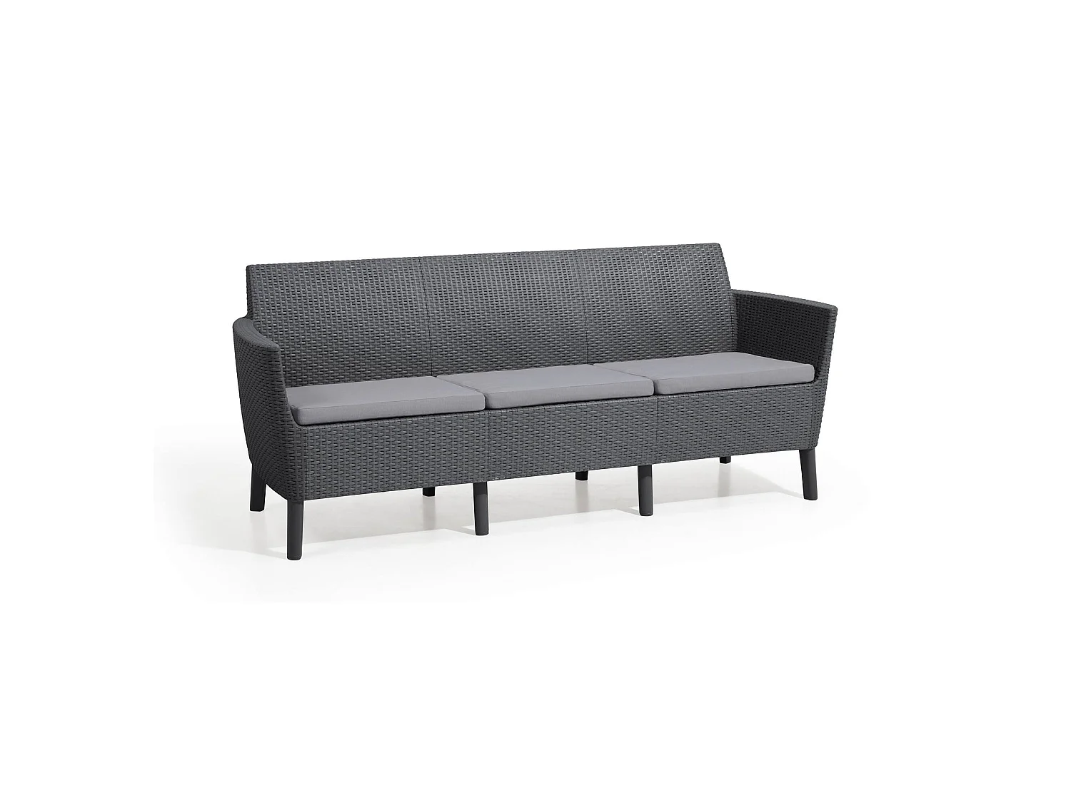 Winnipeg buitensofa, 3-zits, 187x67 cm antracietzwart, uv-bestendig, armleuningen