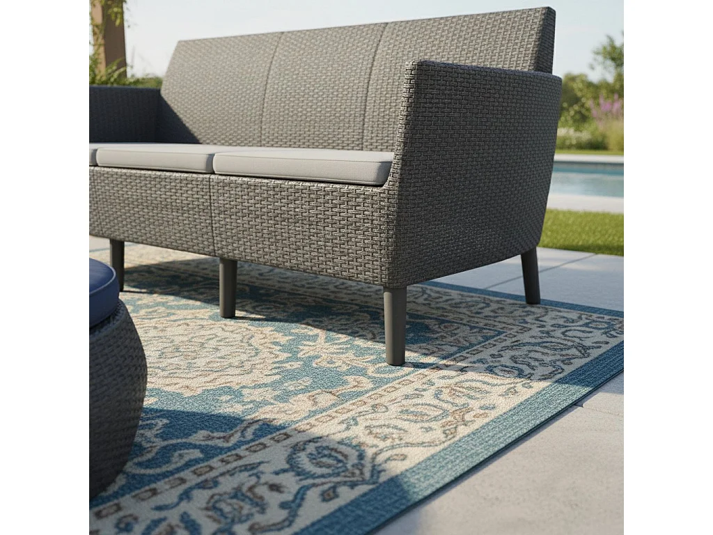 Winnipeg buitensofa, 3-zits, 187x67 cm antracietzwart, uv-bestendig, armleuningen